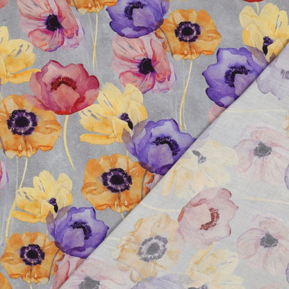 alt
Image with 100% viscose fabric - colorful poppies on a gray background 135 g/m² – available at Šarlotes audumi