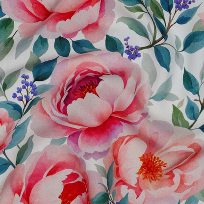 Image of 100% viscose fabric - rosebuds 135 g/m² – available at Charlotte’s Fabrics