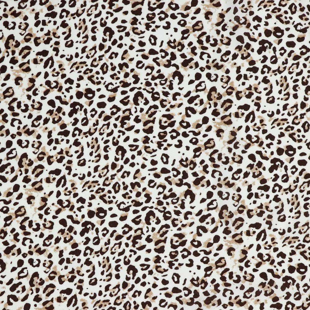 100% Viskozes audums- leoparda raksts uz balta fona 110 g/m²