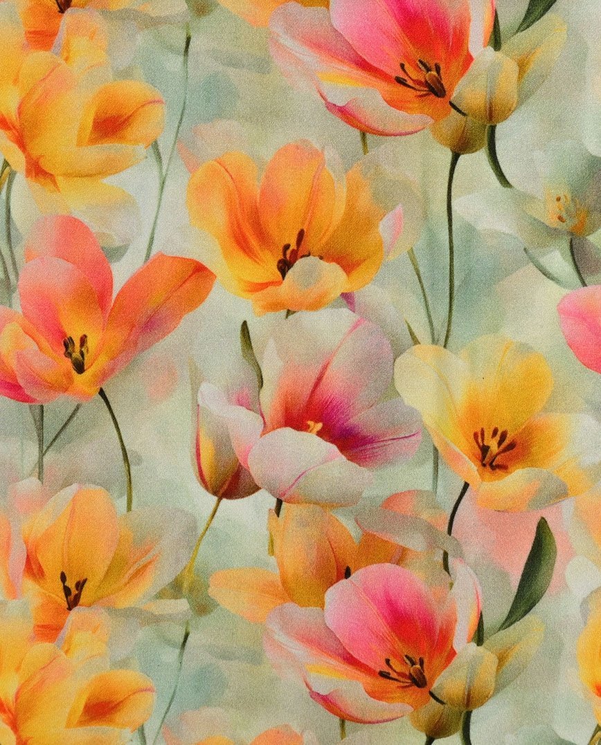 Attēls ar 100% Viskozes audums - puķes 125 g/m² – pieejams Šarlotes audumi