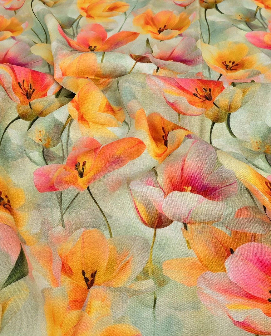 Attēls ar 100% Viskozes audums - puķes 125 g/m² – pieejams Šarlotes audumi