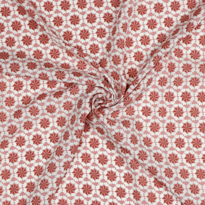 Tissu 100 % viscose - motif floral vieux rose 105 g/m²