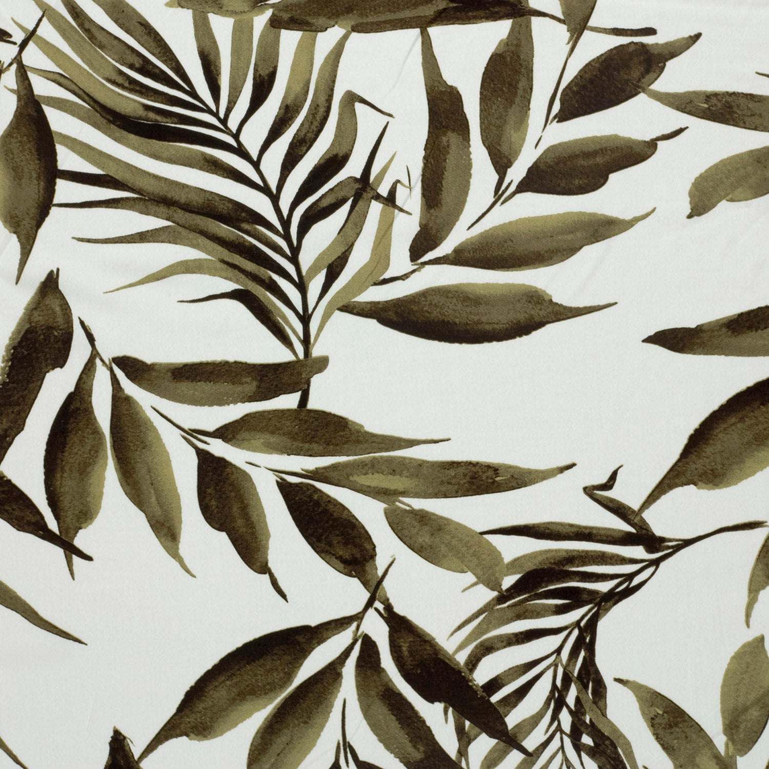 Attēls ar 100% Viskozes audums - zaļas lapas uz balta fona 125 g/m² – pieejams Šarlotes audumi