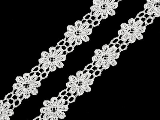 100% Kokvilnas mežģīne, lente 2cm-balta margrietiņa