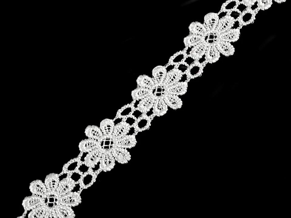 100% Kokvilnas mežģīne, lente 2cm-balta margrietiņa