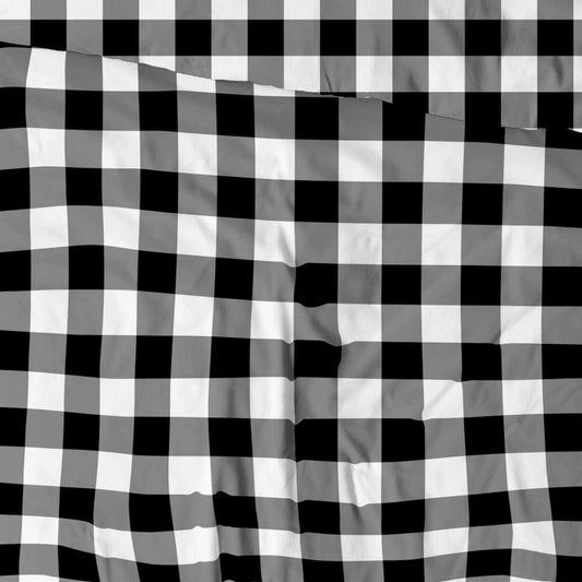 100% medvilninis audinys, juodai baltas languotas 125 g/m²