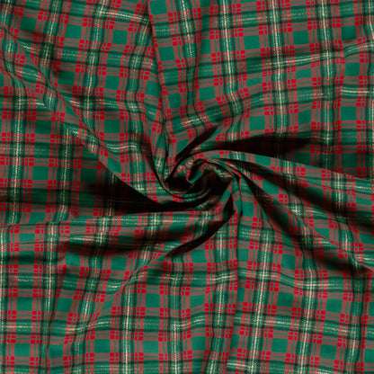 Premium 100% Cotton Fabric - Gold Shimmer Check Pattern 120 g/m²