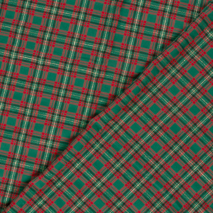 Premium 100% Cotton Fabric - Gold Shimmer Check Pattern 120 g/m²