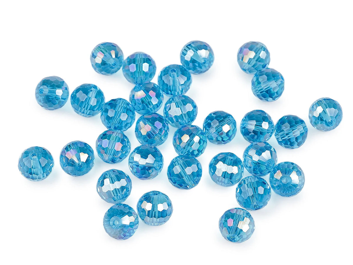 Slīpētas stikla pērles ar AB efektu – 12 mm, 30 gab.