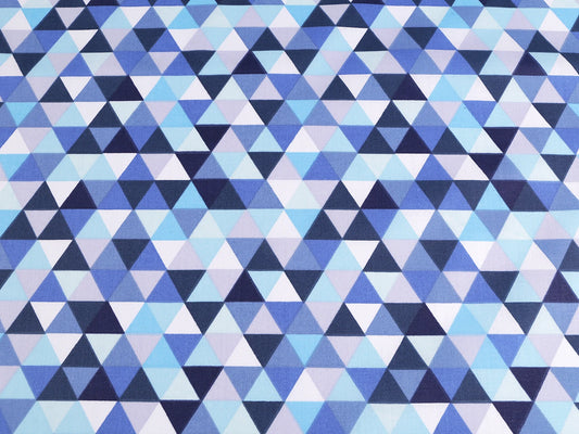 100% cotton fabric - blue triangles 125 g/m²