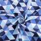 100% puuvillane kangas - sinised kolmnurgad 125 g/m²