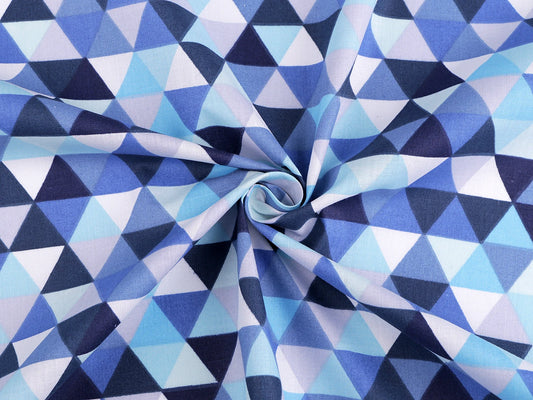 100% cotton fabric - blue triangles 125 g/m²