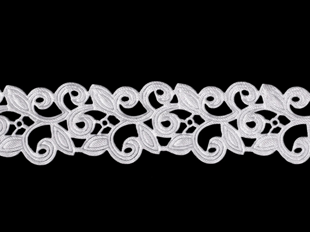 Satīna mežģīņu lente (laser-cut) | 22 mm balta