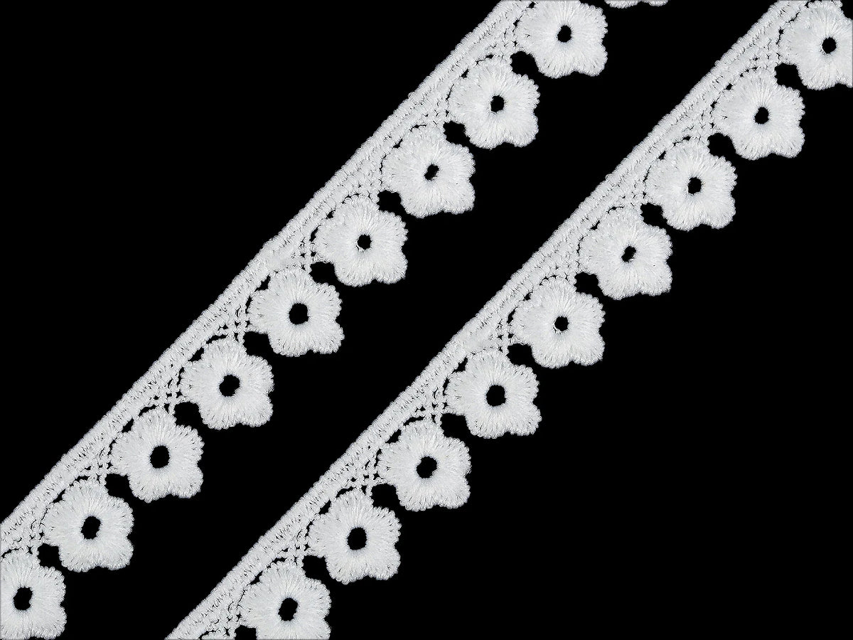 Gipīra mežģīne 17 mm – balta un melna