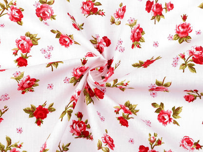 100% Cotton Fabric - Red Roses 125 g/m²