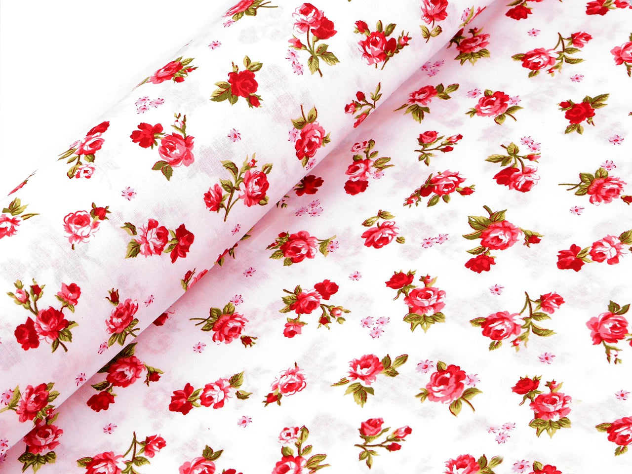 100% medvilninis audinys – raudonos rožytės 110 g/m²