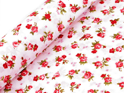 100% Cotton Fabric - Red Roses 125 g/m²