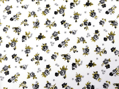 100% Cotton Fabric - Black Roses 125 g/m²