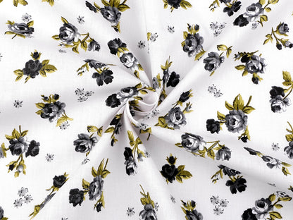 100% Cotton Fabric - Black Roses 125 g/m²