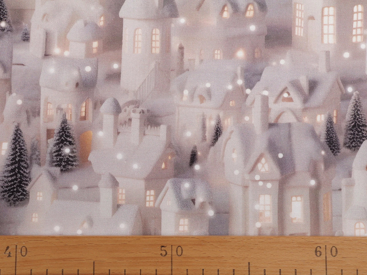 Premium 100% kokvilnas audums-sniegotie nami