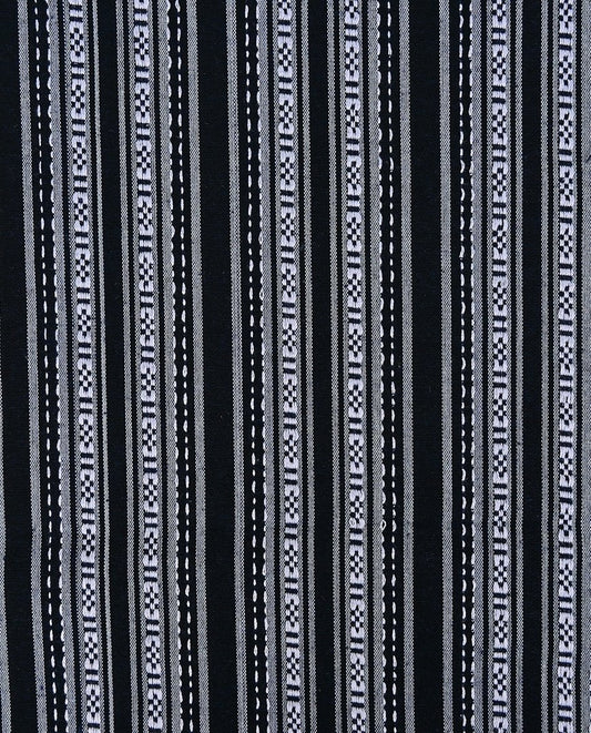 Tautiska raksta audums-smalks melnbalts raksts 200 g/m²