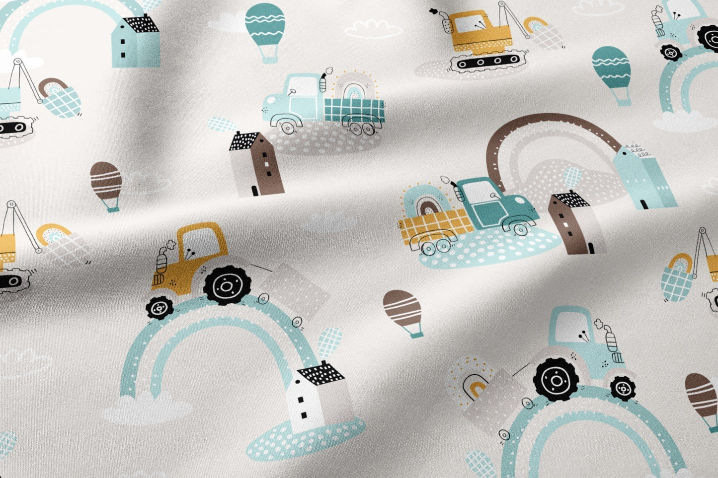 100% Medvilnės Audinys-Traktoriai 125 g/m²