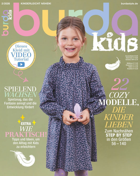 Burda Kids 02/2026 – lasteriiete õmblusajakiri lõigetega, saksa keeles