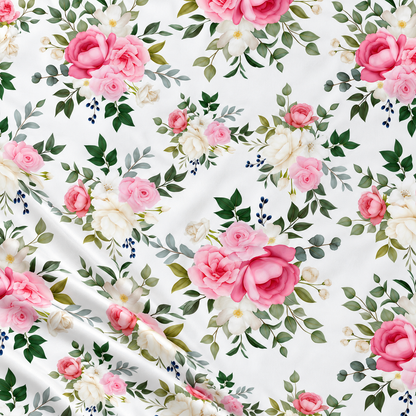100% puuvillane kangas – roosad roosid