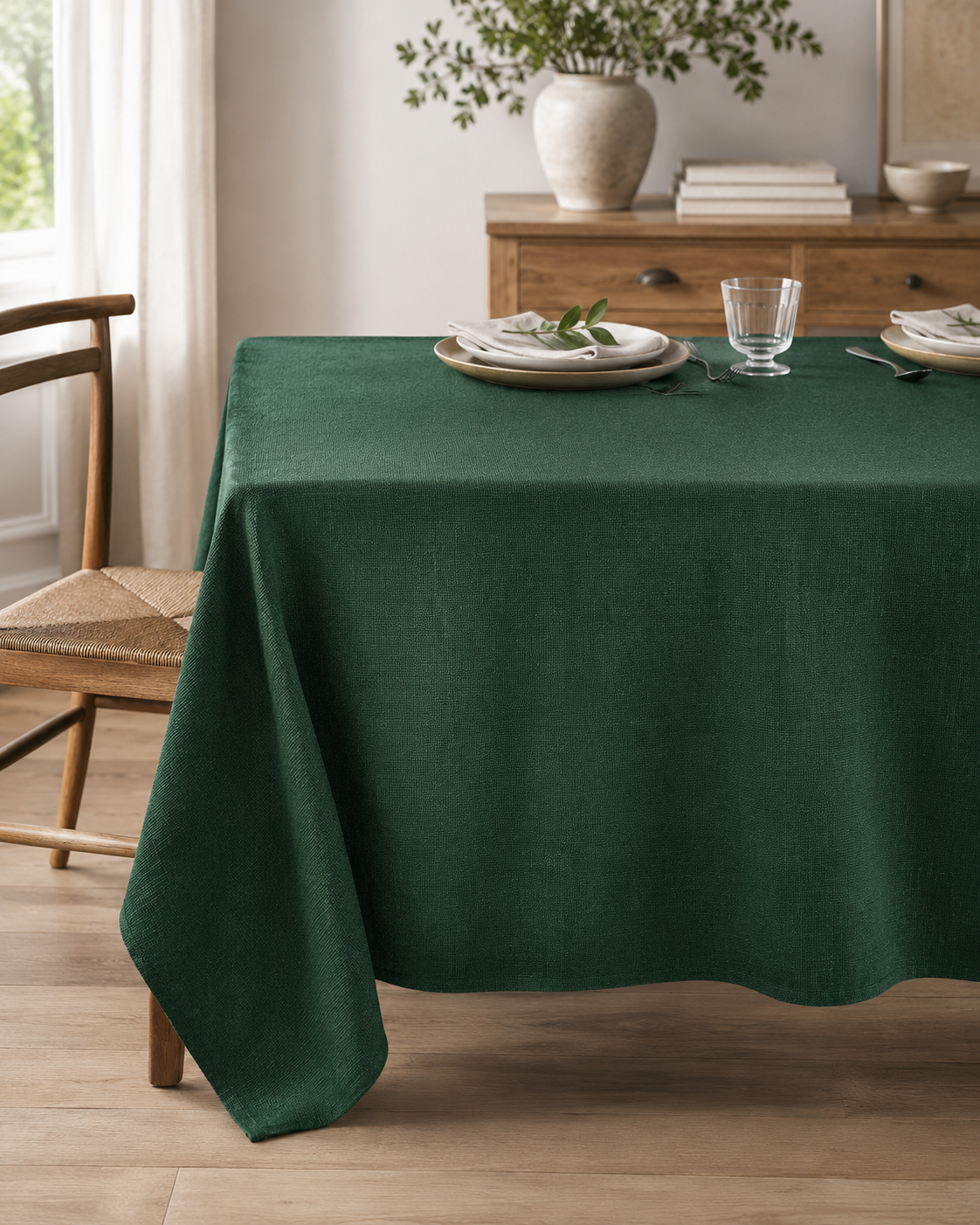Raupjš lina audums – tumši zaļš, 280 g/m²