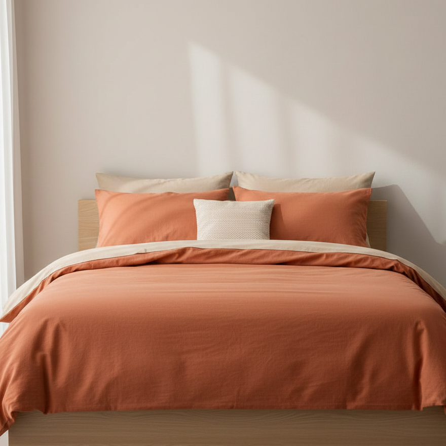 100% kokvilnas audums mazgāts| Washed -oranžs 85 g/m²