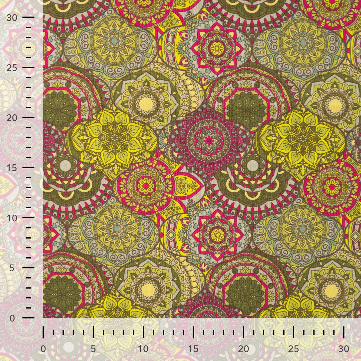 Kokvilnas cilpiņtrikotāža ar siltinājumu-mandalas