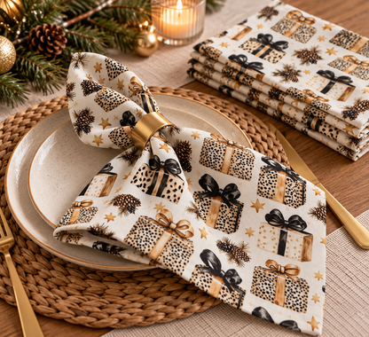 Premium 100% puuvillane kangas-Jõululeopard kingitused