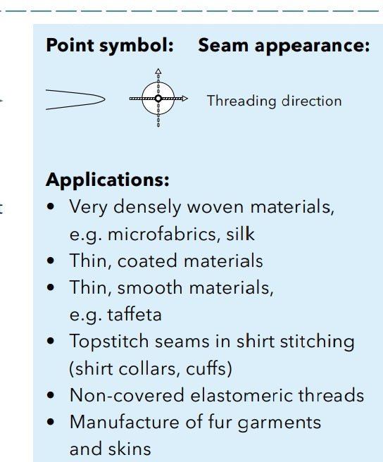 Attēls ar Adatas rūpnieciskajām šujmašīnām SCHMETZ DBx1 SPI SERV 7 – blīviem un plāniem audumiem (10gab.) – pieejams Šarlotes audumi