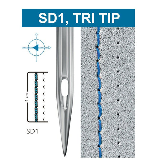 Attēls ar Adatas rūpnieciskajām šujmašīnām SCHMETZ DPX17 SD1 – ādai, plastmasai un PVC materiāliem (10gab.) – pieejams Šarlotes audumi