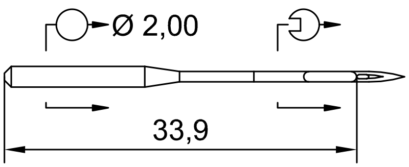 Attēls ar Adatas rūpnieciskajām šujmašīnām SCHMETZ DPx5 SKL – ļoti rupjai trikotāžai (10 gab.) – pieejams Šarlotes audumi