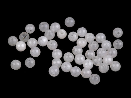 Baltās matētās ahāta pērlītes Ø4 mm | 88 gab. | Dabīgs minerāls