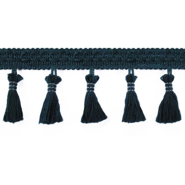 Attēls ar Bārkstīšu lente ar pušķīšiem 55 mm - tumši zaļa – pieejams Šarlotes audumi