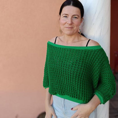 Image d’un tricot épais 100 % coton - vert 615 g/m² – disponible chez Šarlotes audumi