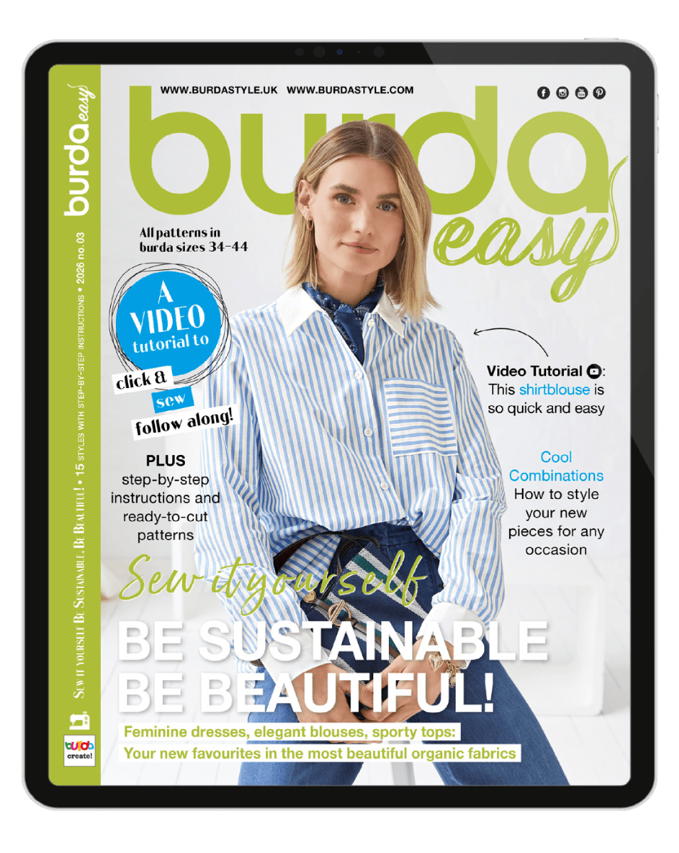 Pilt Burda Easy 03/2026 digiajakiri – saadaval internetis Šarlotes audumi