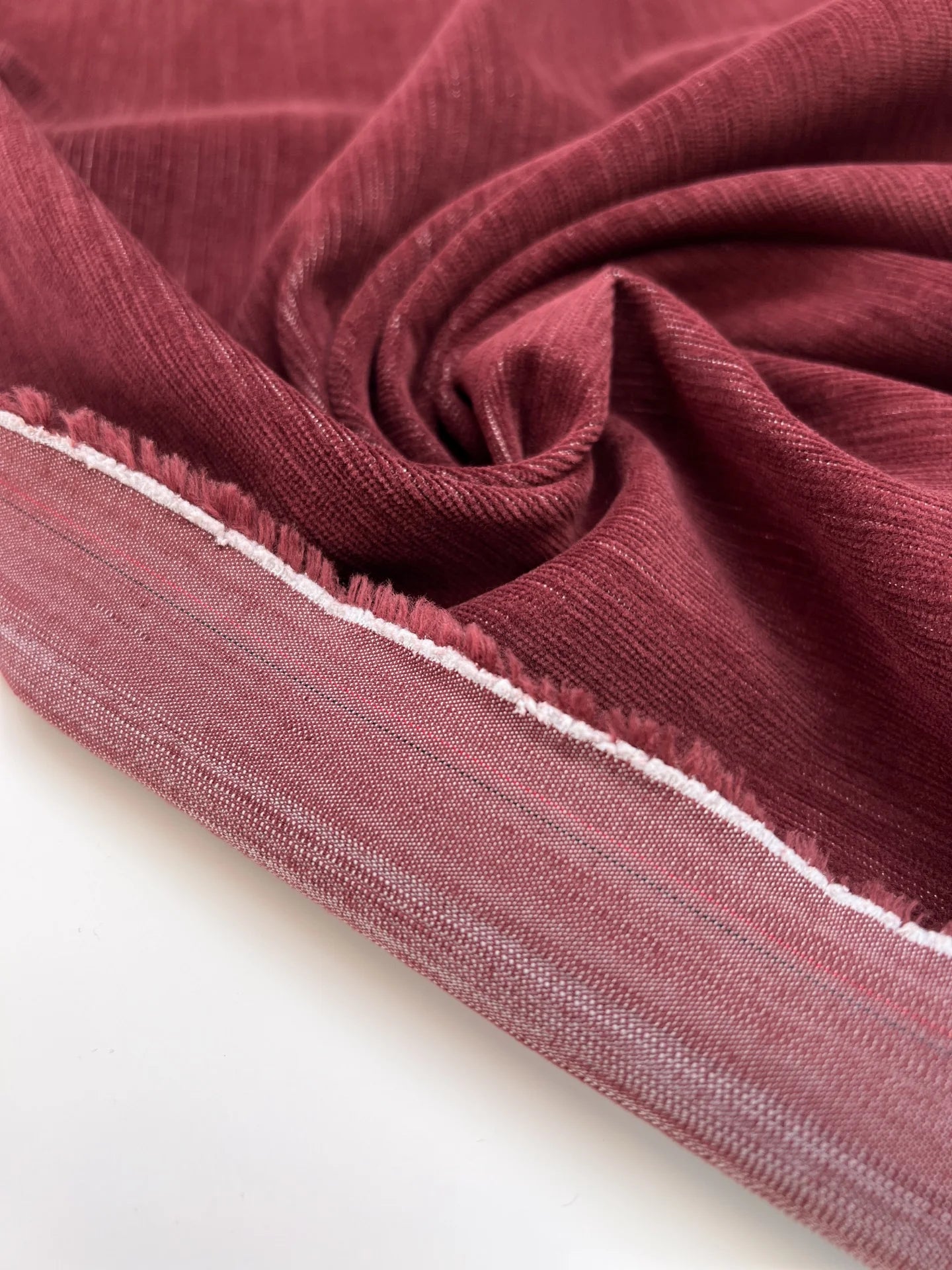 Dark red cotton velour fabric with elastane – Italy