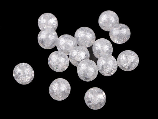 Čehu stikla pērlītes "Crackle" Ø8 mm | 10 g | ~15 gab. | Caurspīdīgas