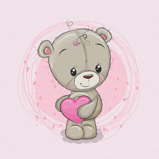 Attēls ar Cilpiņtrikotāžas panelis 40x50 cm - lācītis uz rozā 250 g/m² – pieejams Šarlotes audumi