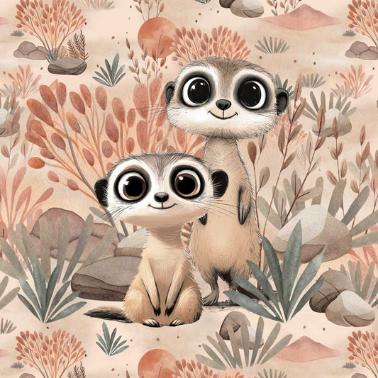 Attēls ar Cilpiņtrikotāžas panelis 40x50 cm - surikatu piedzīvojums 250 g/m² – pieejams Šarlotes audumi