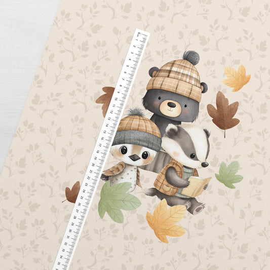 Attēls ar Cilpiņtrikotāžas panelis 40x50 cm - zvēri cepurēs un šallēs 250 g/m² – pieejams Šarlotes audumi