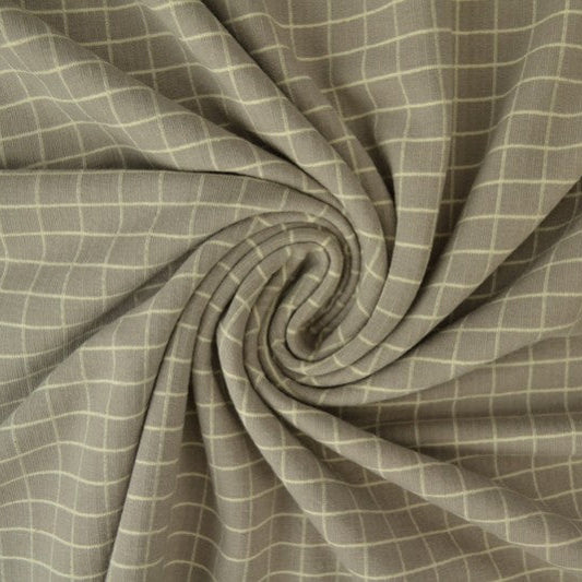 Cotton jersey, grey checkered 260 g/m²