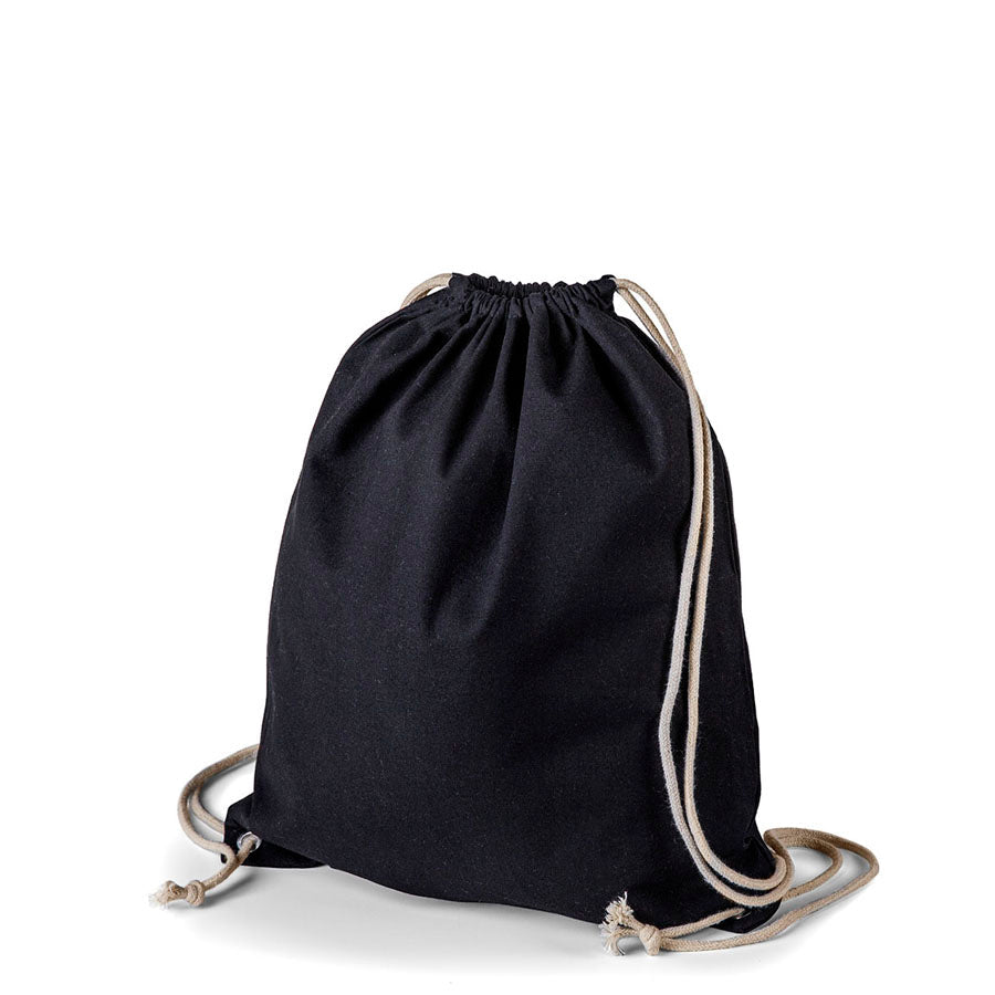 Attēls ar Dabīgas kokvilnas mugursoma ar auklām 140 g/m² 38 × 46 cm - melna – pieejams Šarlotes audumi