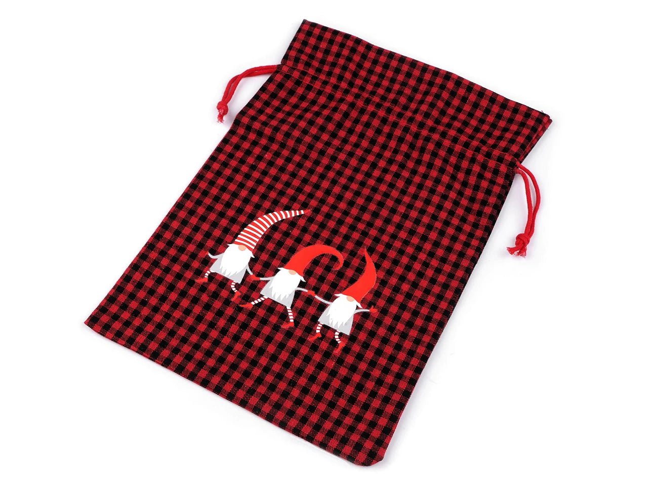 Image of cotton gift bag “Rūķi” 20 × 30 cm – available online at Šarlotes audumi
