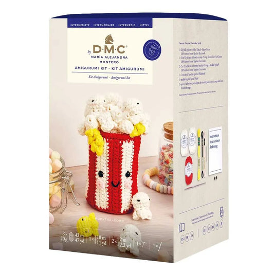 Attēls ar DMC Amigurumi komplekts "Pop-The-Corn" – Popkorna kastīte – pieejams Šarlotes audumi