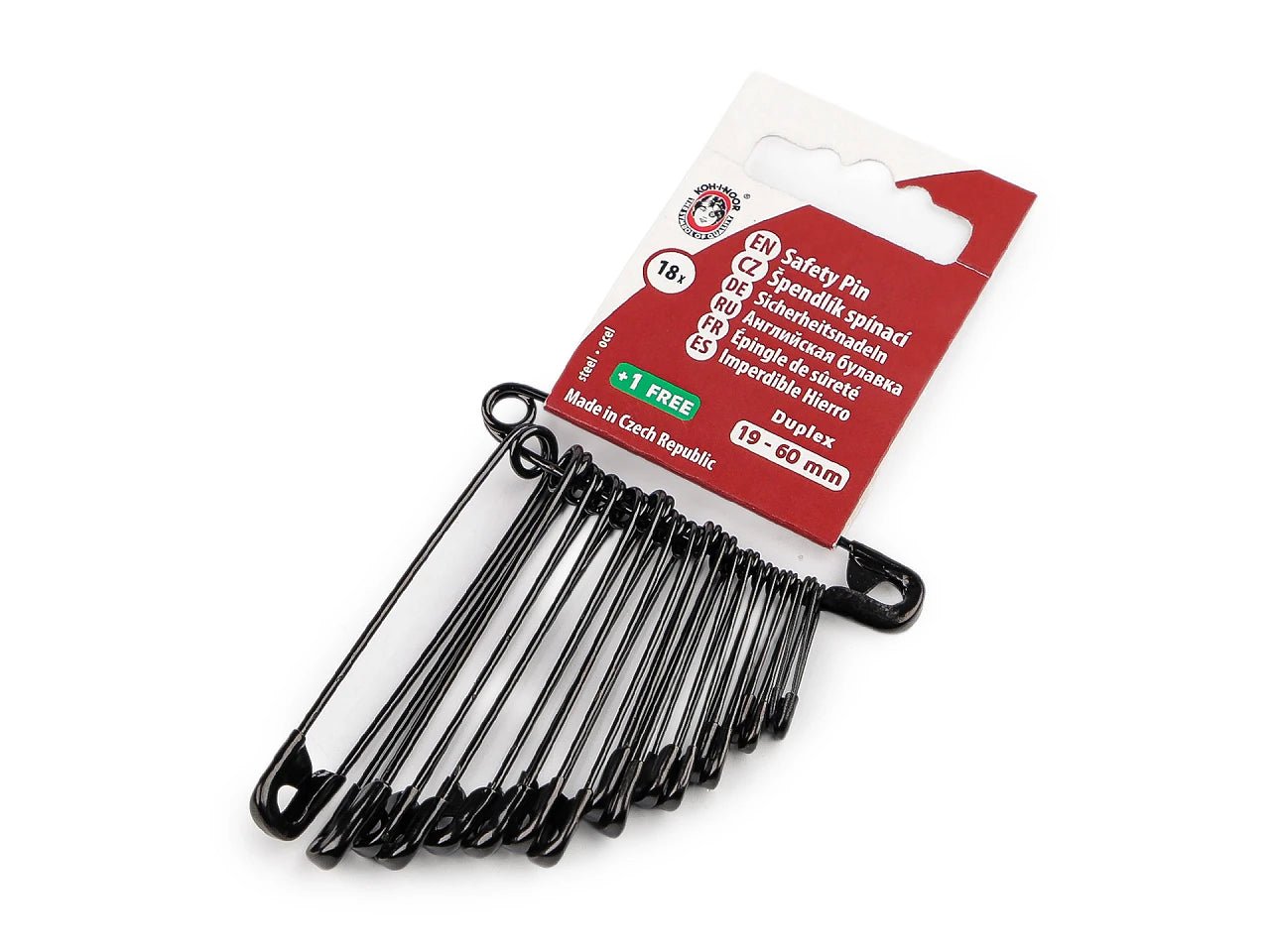 Image of a safety pin set, various sizes – available at Charlotte's Fabrics