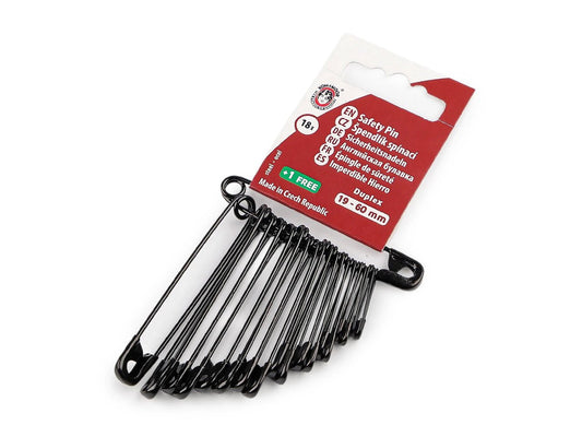 Image of a safety pin set, various sizes – available at Charlotte's Fabrics